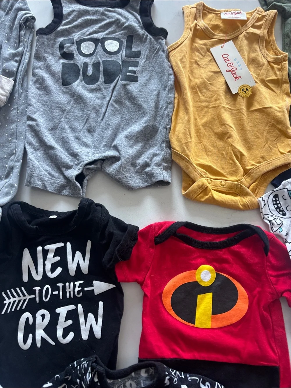 Mixed Baby Onesie & Sleepwear Bundle - Neutral, Yellow, Red newborn